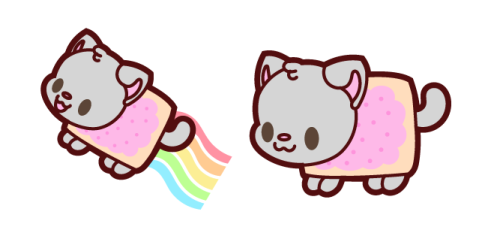 a drawing of two cats with a rainbow sticker