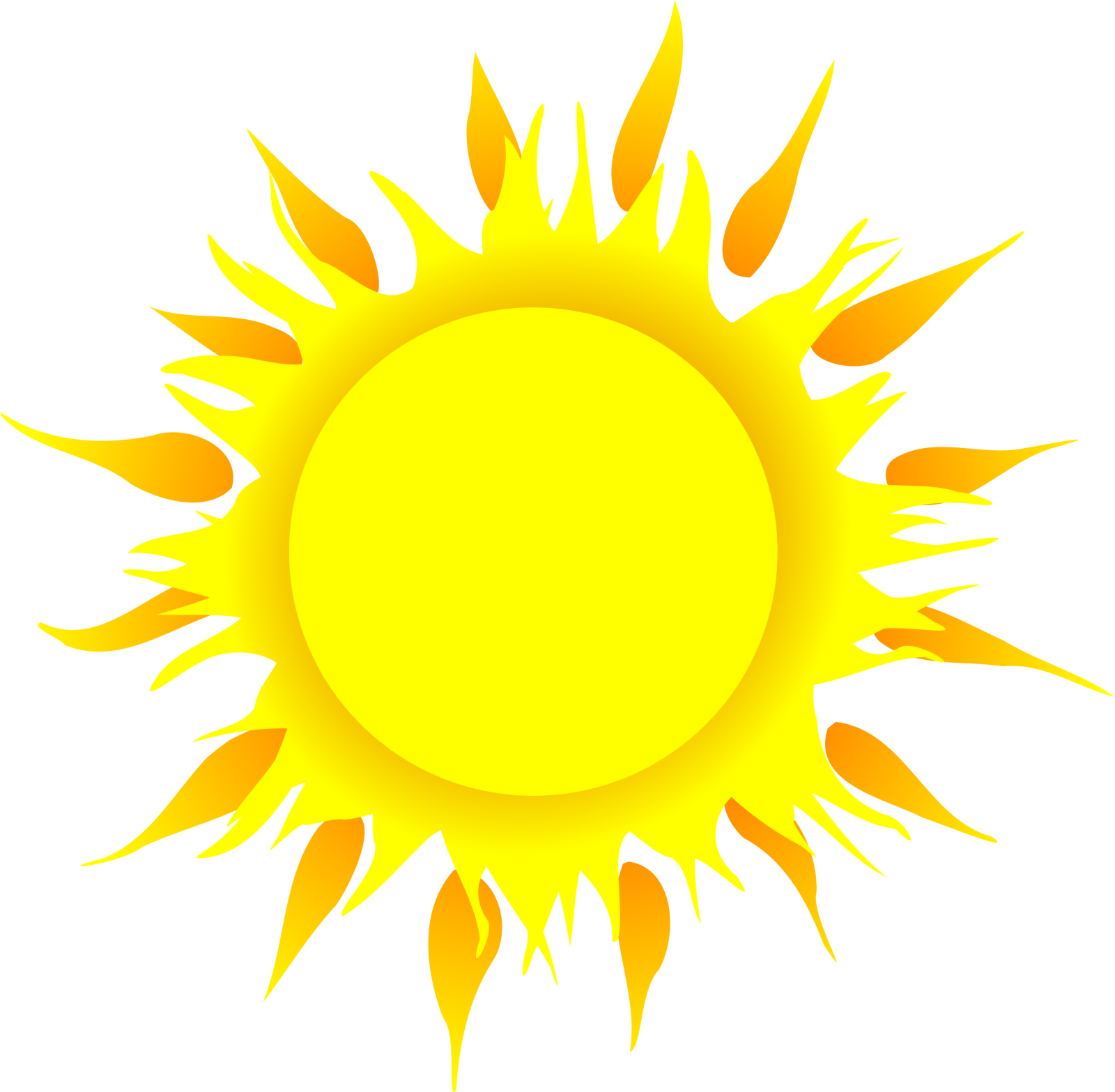 a yellow sun on white background