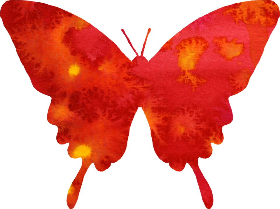 a red butterfly with yellow spots