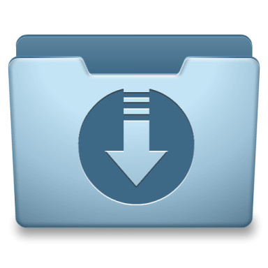 a blue folder icon with an arrow
