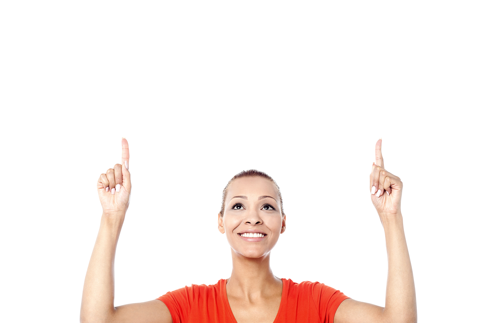 a woman with her hands up in the air