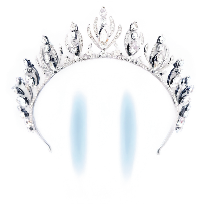 a silver tia with crystals and leaves