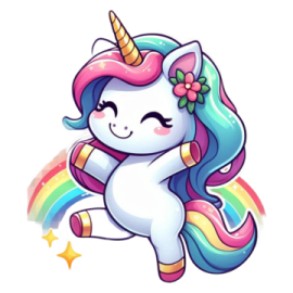 a cute little unicorn with a rainbow mane