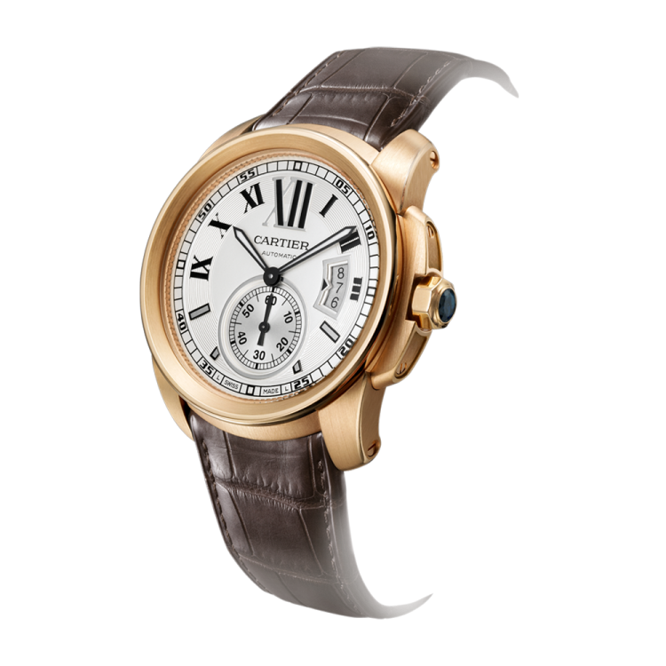 a gold watch with brown leather straps