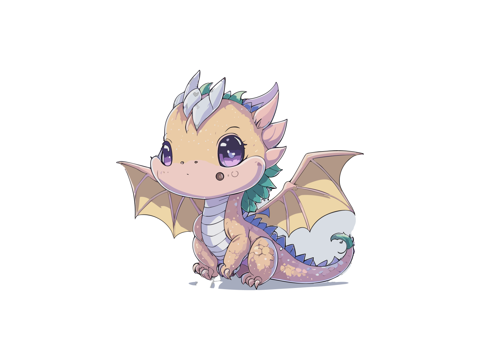 a cute little dragon sitting on the ground