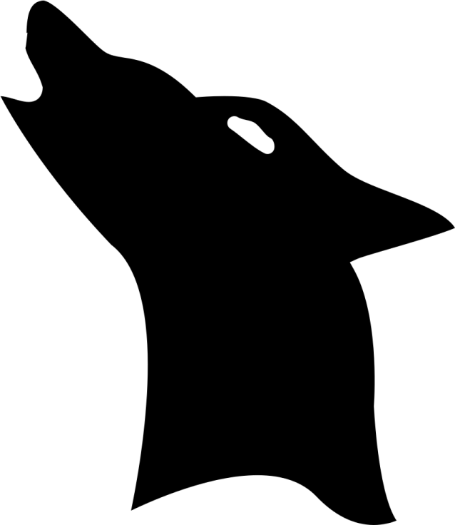 a wolf head silhouetted on a white background