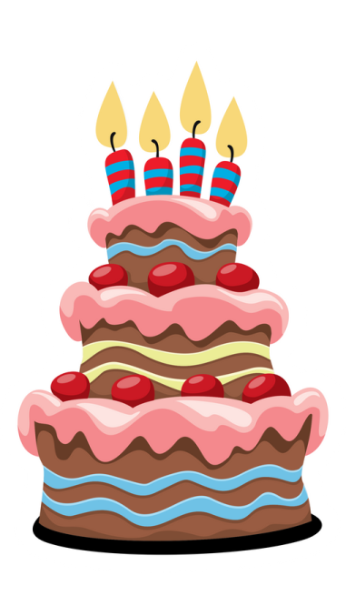 a birthday cake with three candles on top