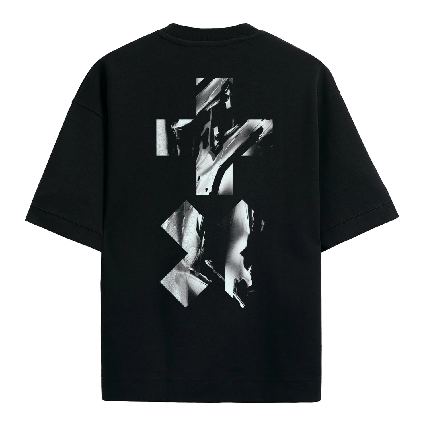a black t - shirt with an image of a woman's face