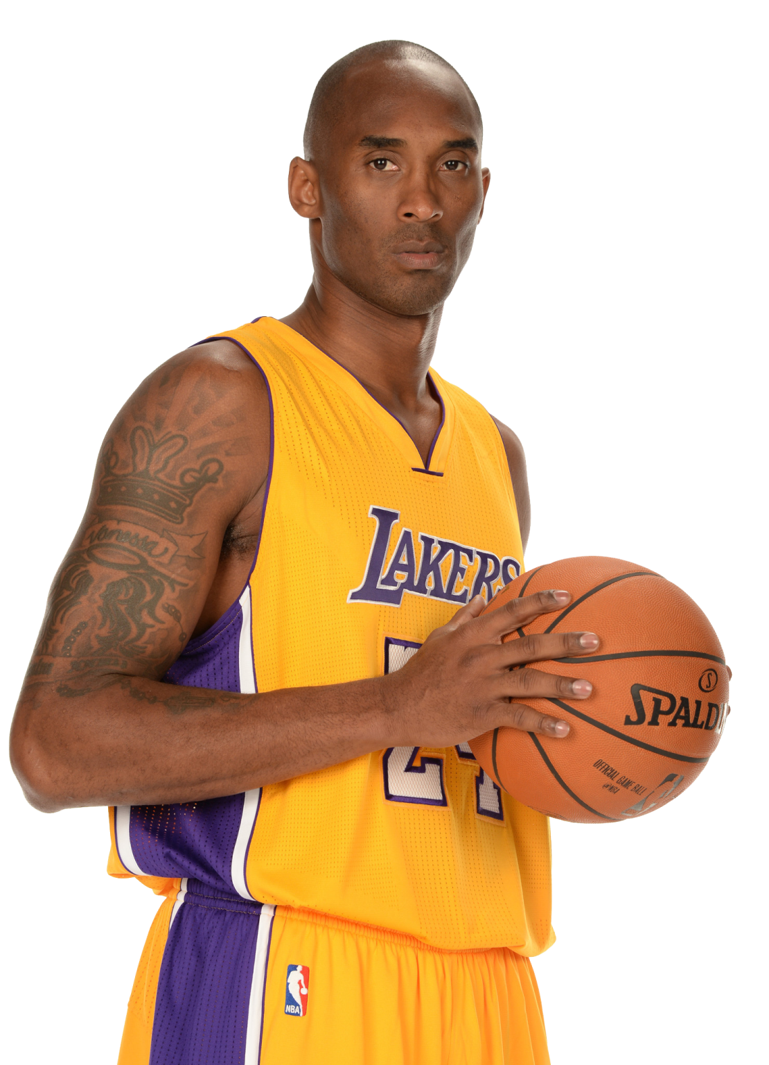 a man with tattoos holding a basketball ball