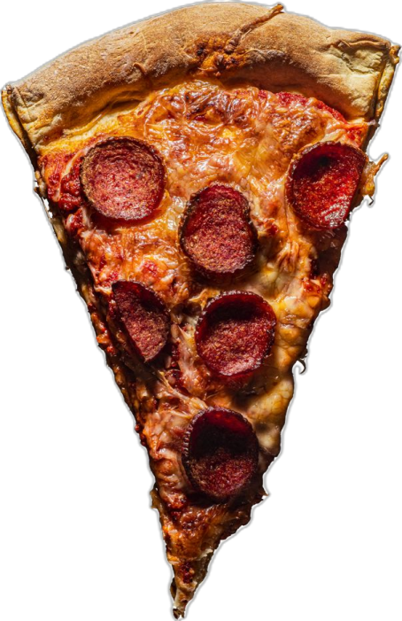 a slice of pepper pizza on a white background