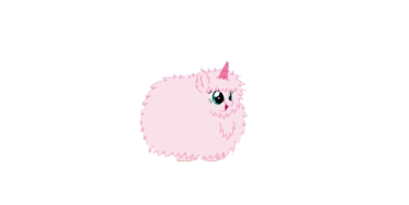 an illustration of a pink cat with green eyes