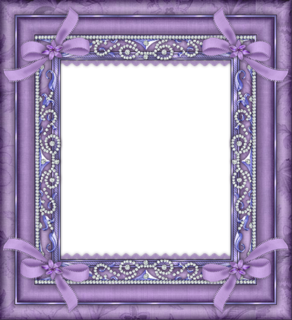 a purple frame with flowers and pearls on it