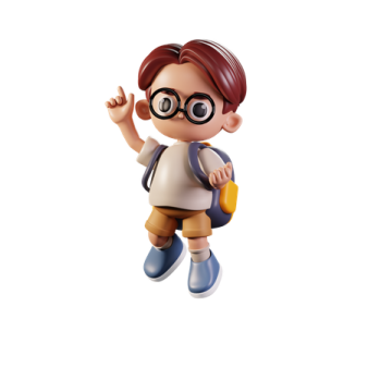 a little boy with glasses and a backpack