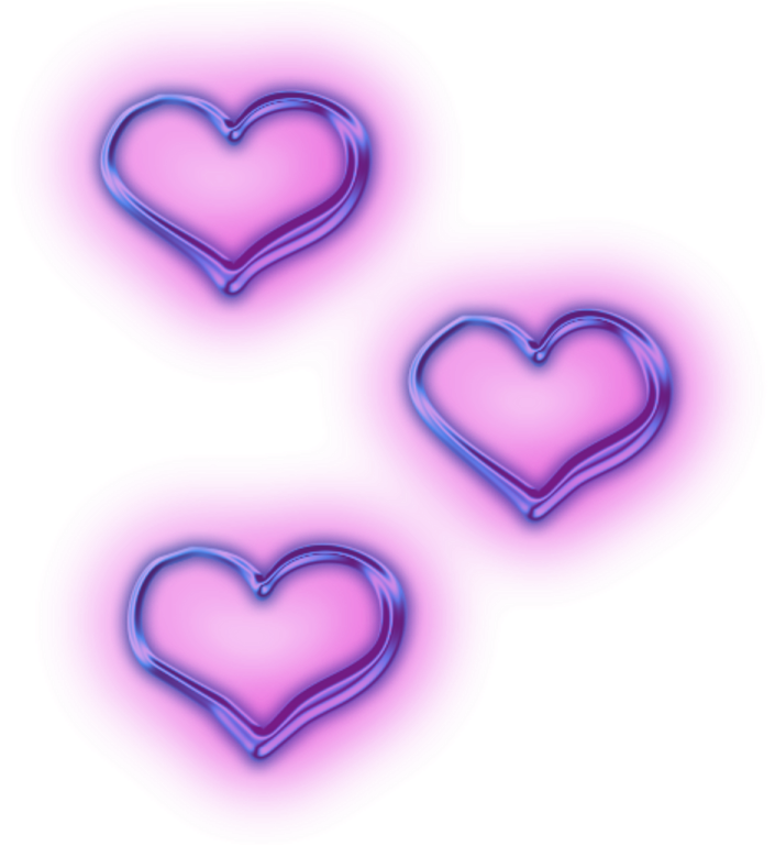three pink hearts on a white background
