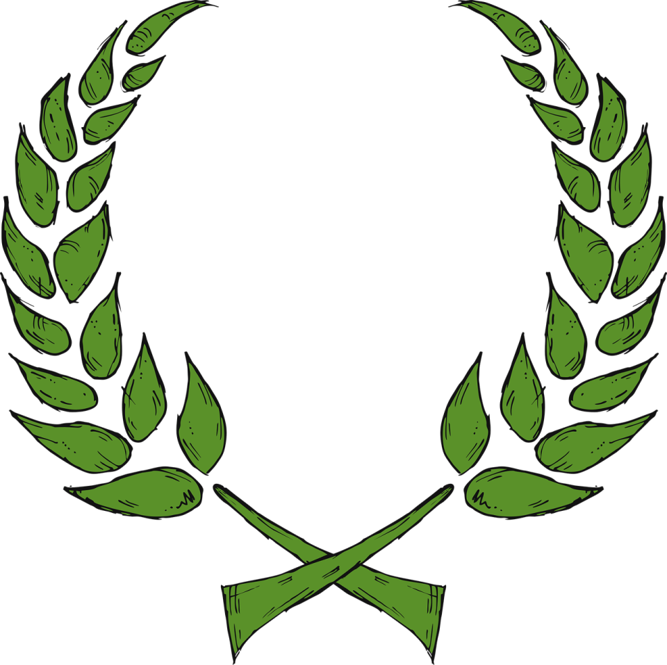 a laurel wreath with green leaves
