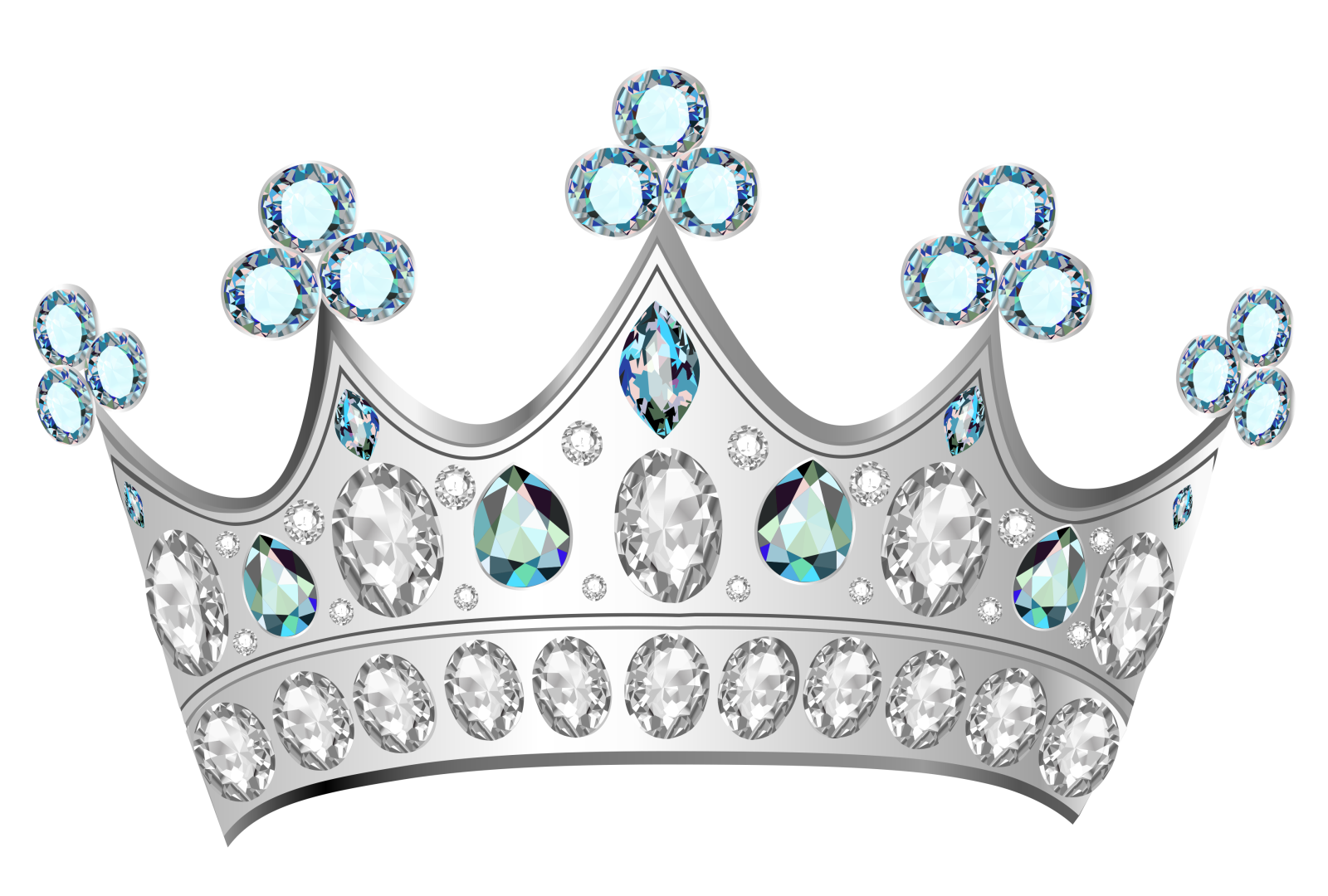 a silver crown with blue crystals
