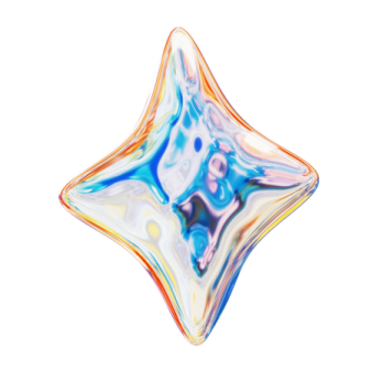 a blue and orange glass star orname