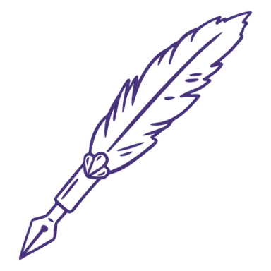 a pen with a feather on it