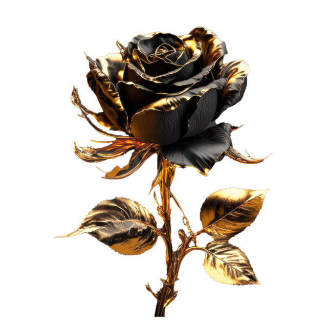 a black rose on a white background