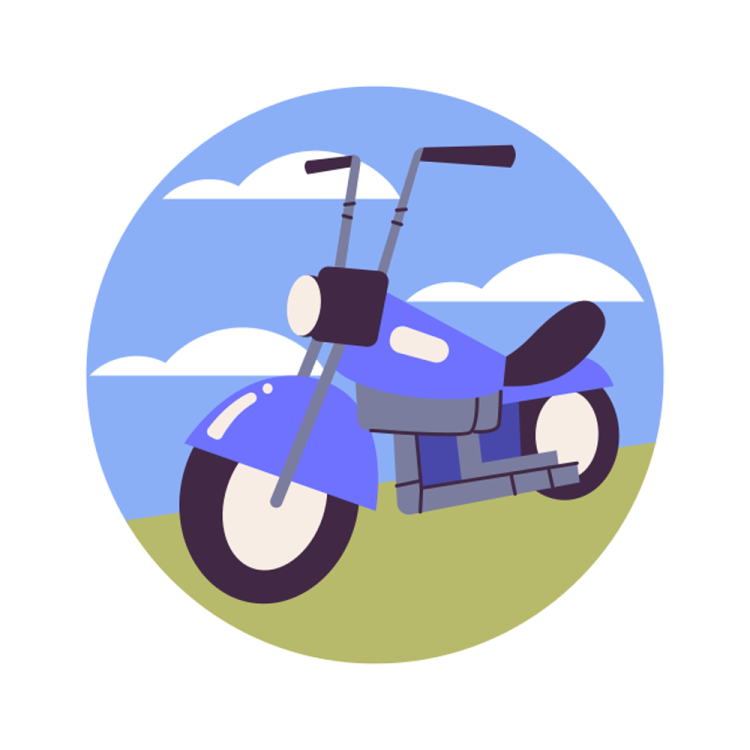 an illustration of a motorcycle on a hill