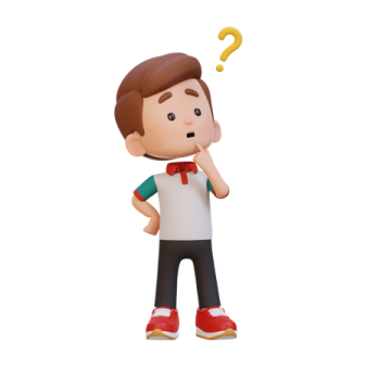 a cartoon character with a question sign on his head