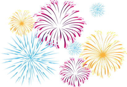 a set of colorful fireworkss