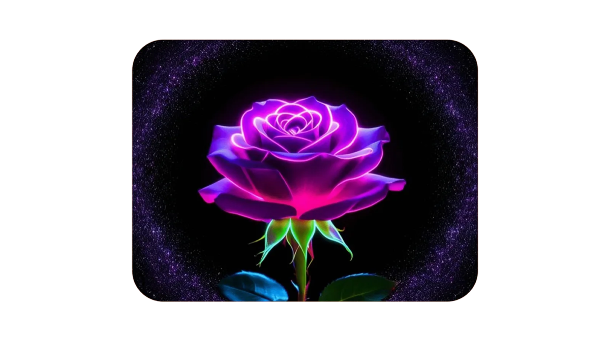 a purple rose on a black background