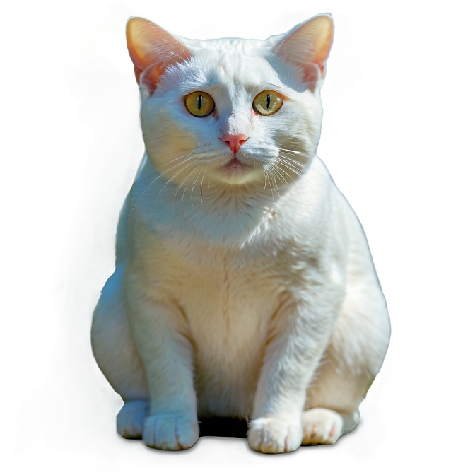 a white cat is sitting on the floor