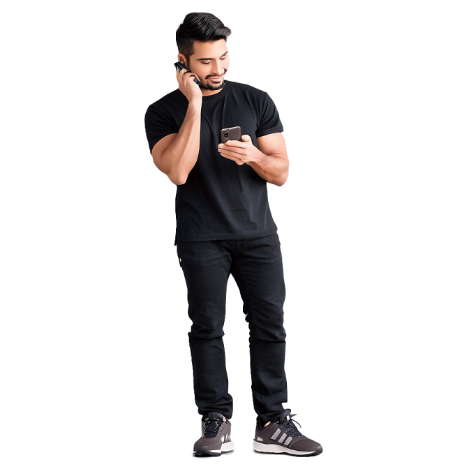 a man standing and talking on his cell phone