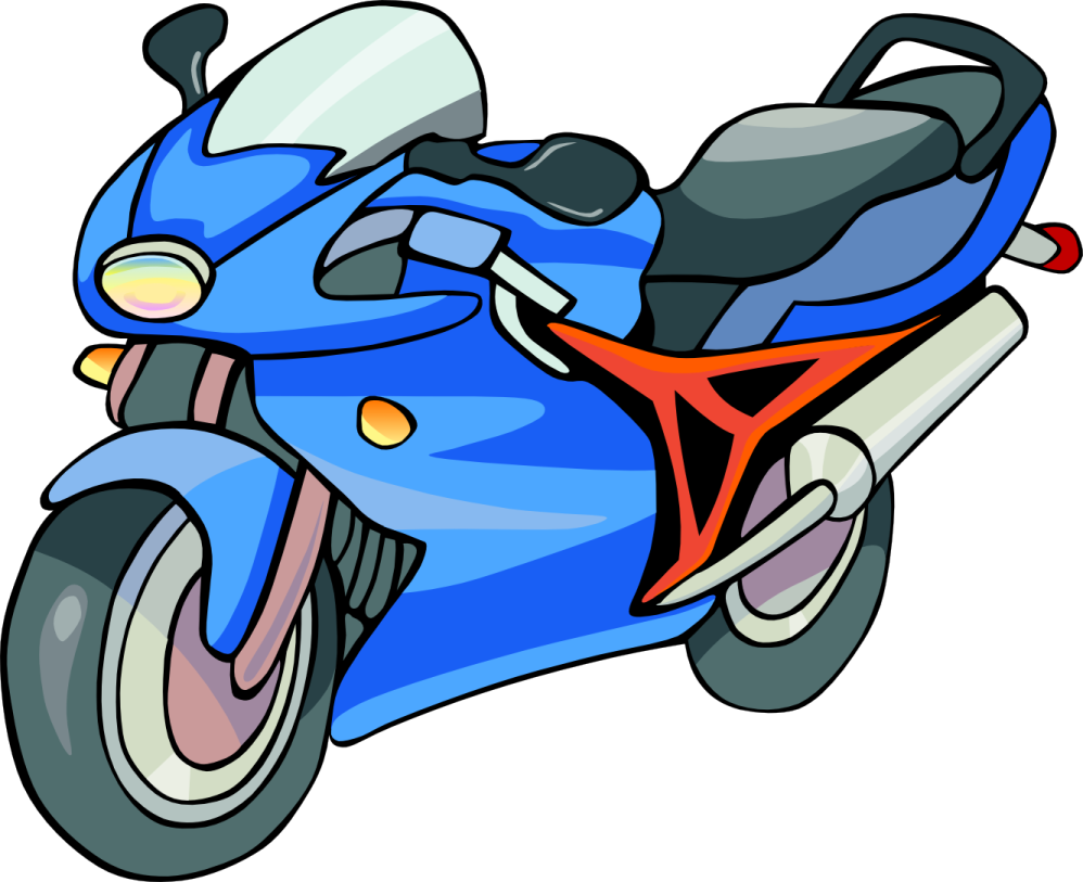 a blue motorcycle on a white background