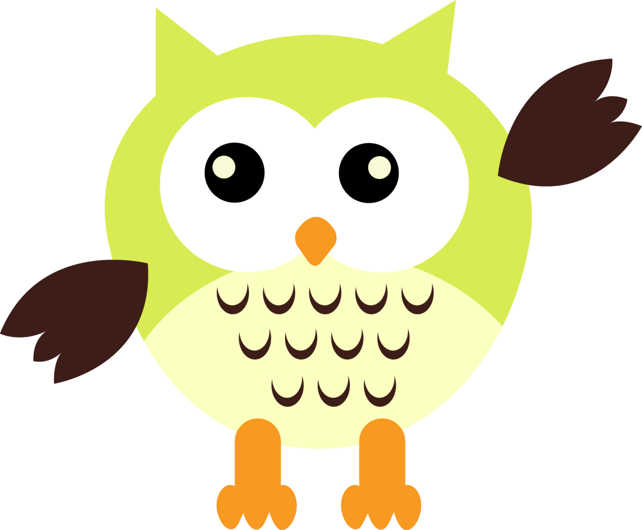 a green and brown owl with big eyes