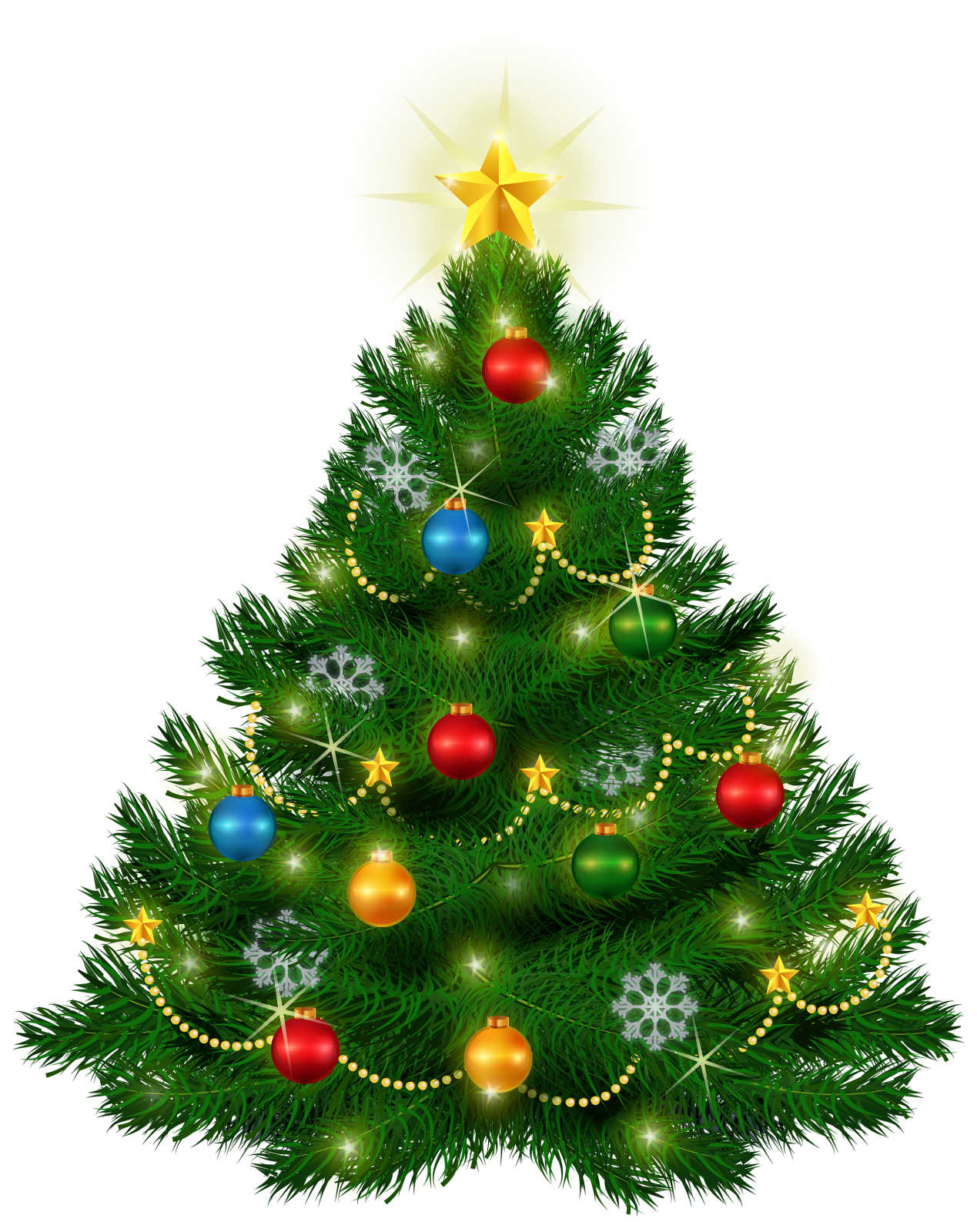 a christmas tree with ornaments and stars