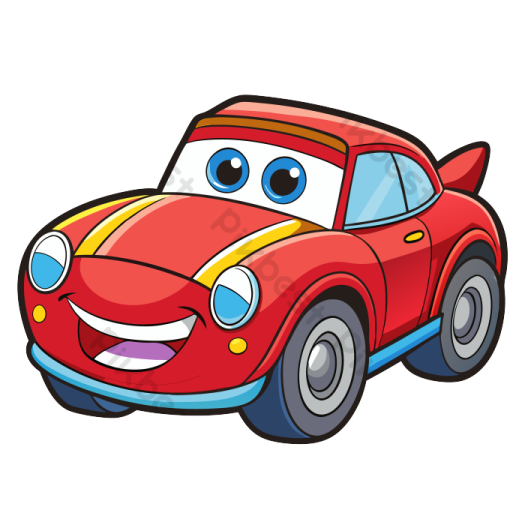 a cartoon car with a smiling face