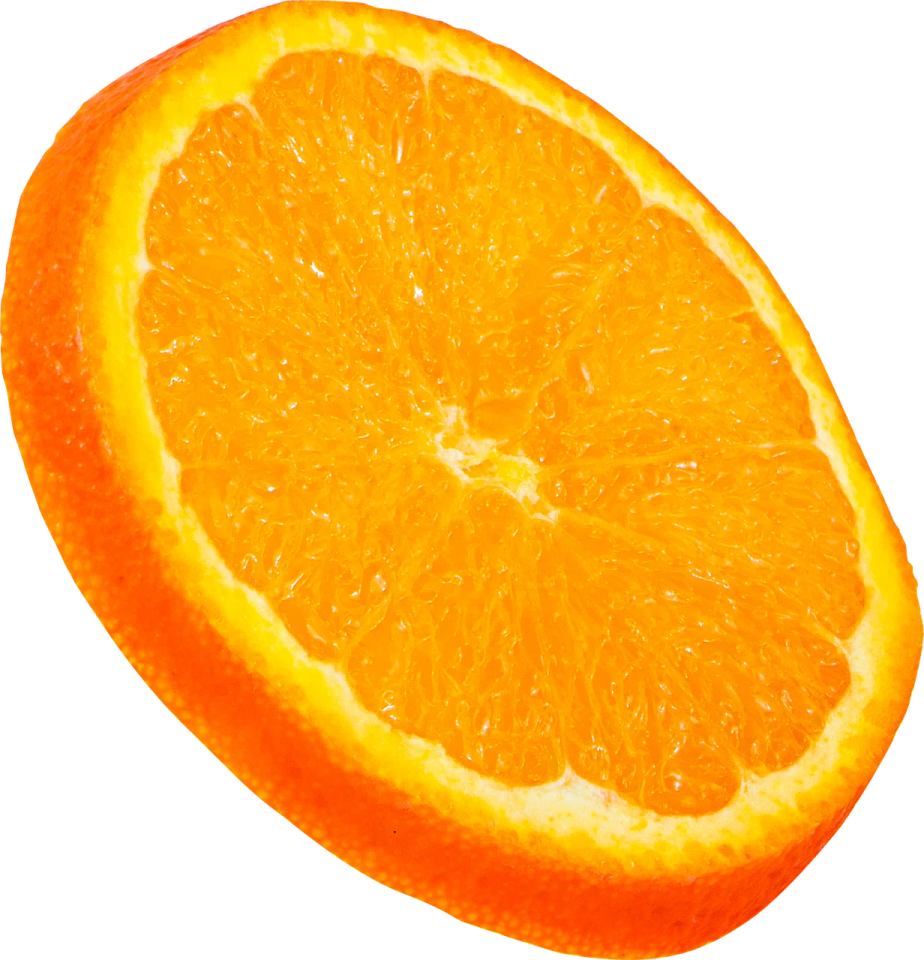 a slice of orange on a white background