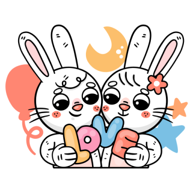 two cute rabbits eating ice cream