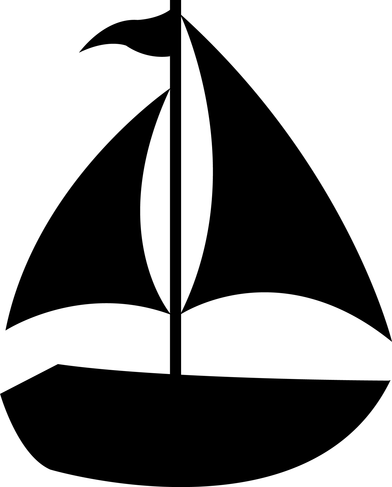 a black and white silhouette of a sail
