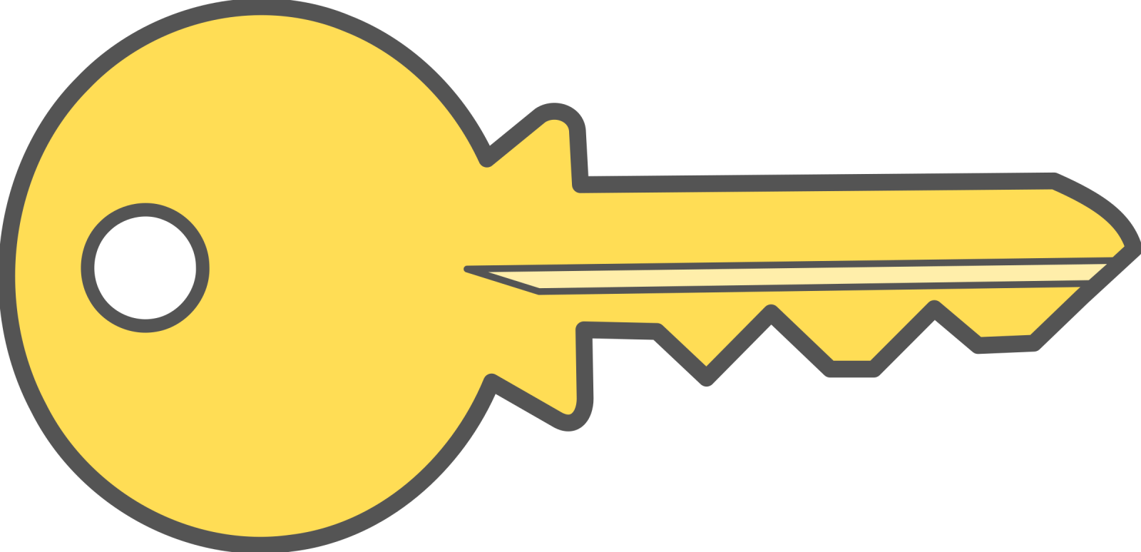 a yellow key with a white background