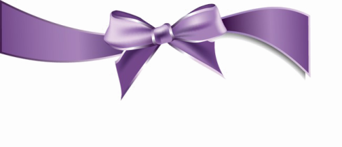 a purple ribbon with a bow on it