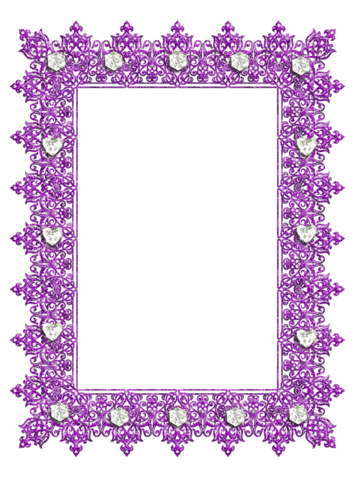 a purple frame with hearts and flowers
