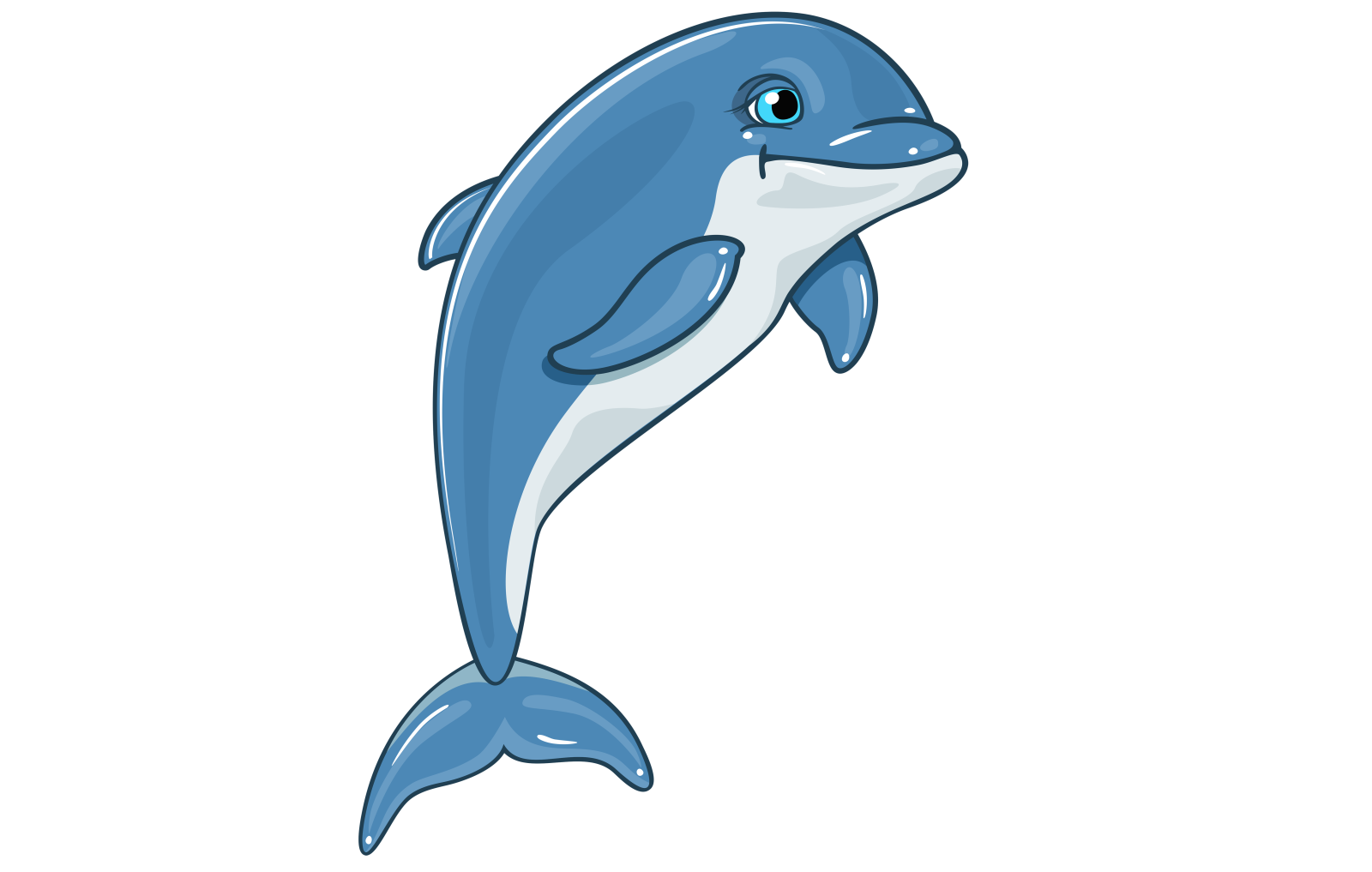 a blue dolphin with its mouth open