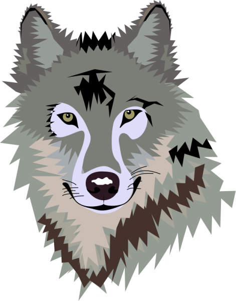 an illustration of a wolf's face