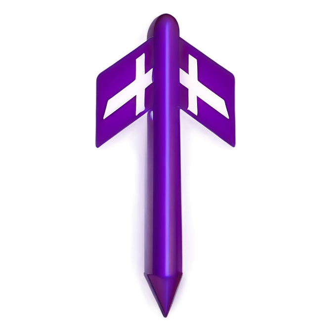 a purple arrow on a white background