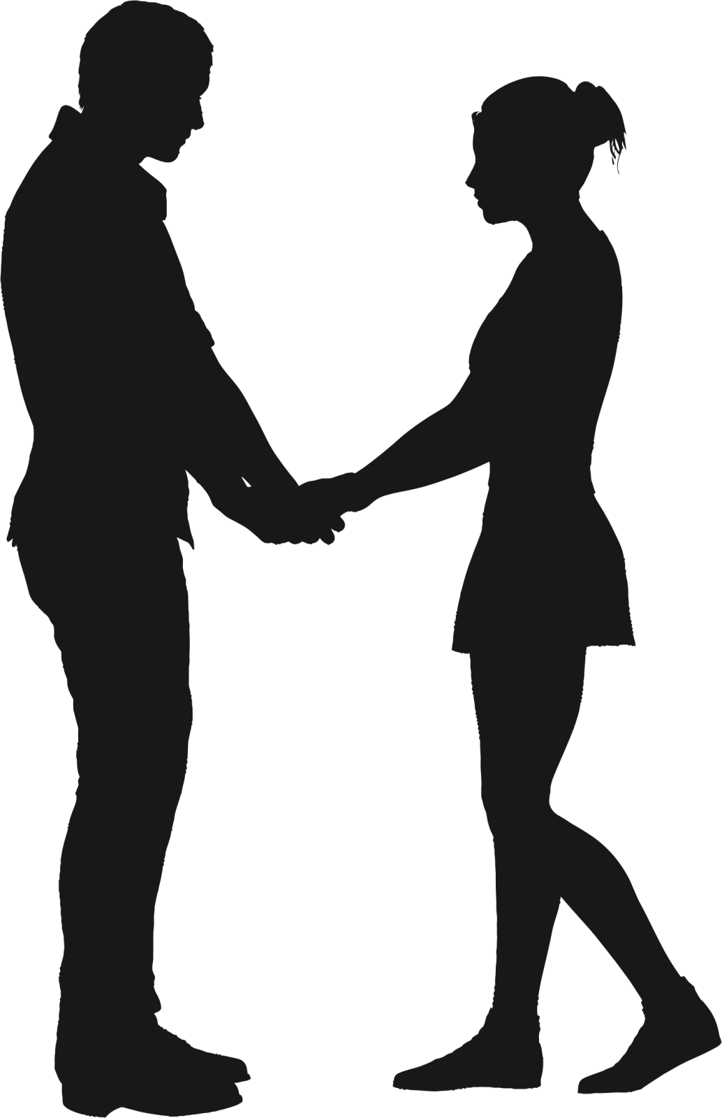 a silhouette of two people shaking hands