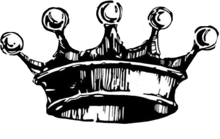 a black and white drawing of a crown