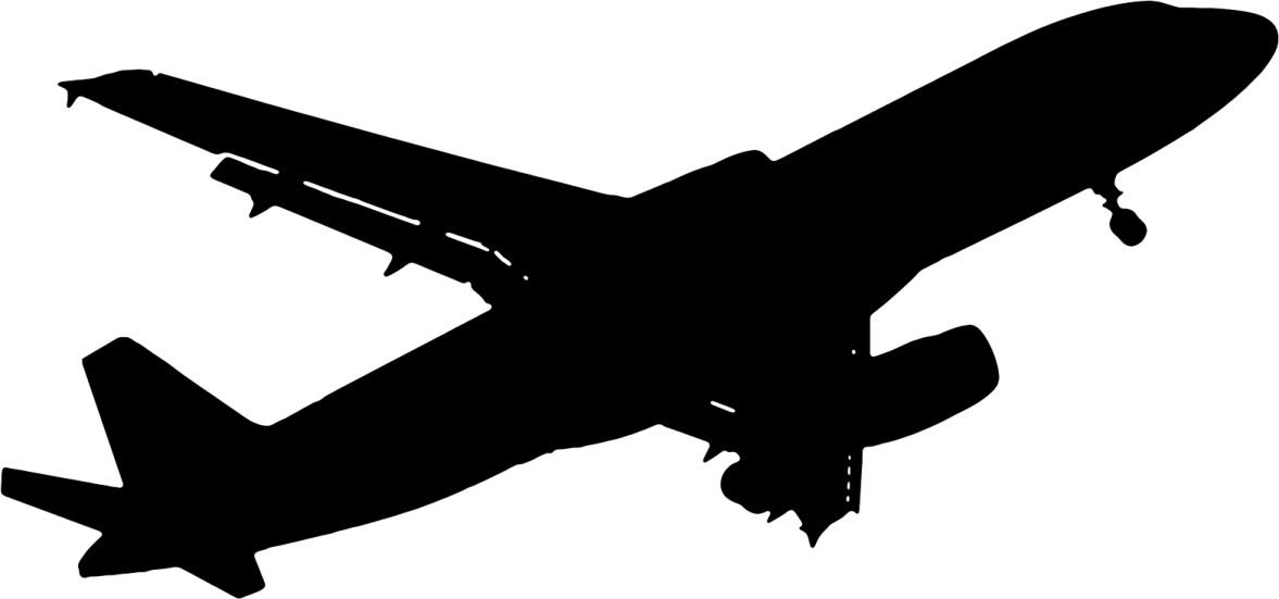 a black and white silhouette of an airplane