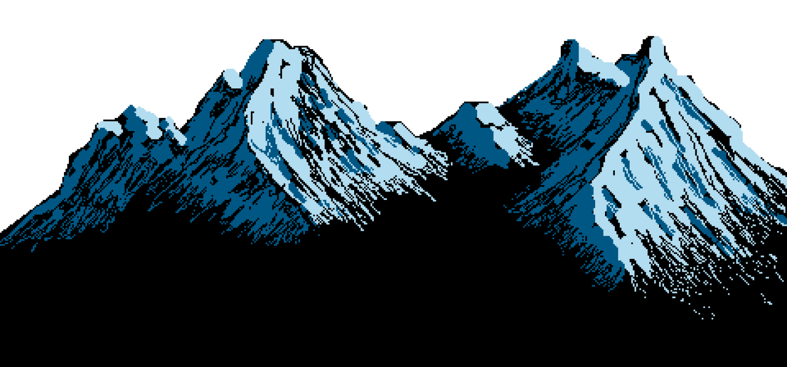 a black and white drawing of mountains