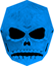 an image of a blue skull face