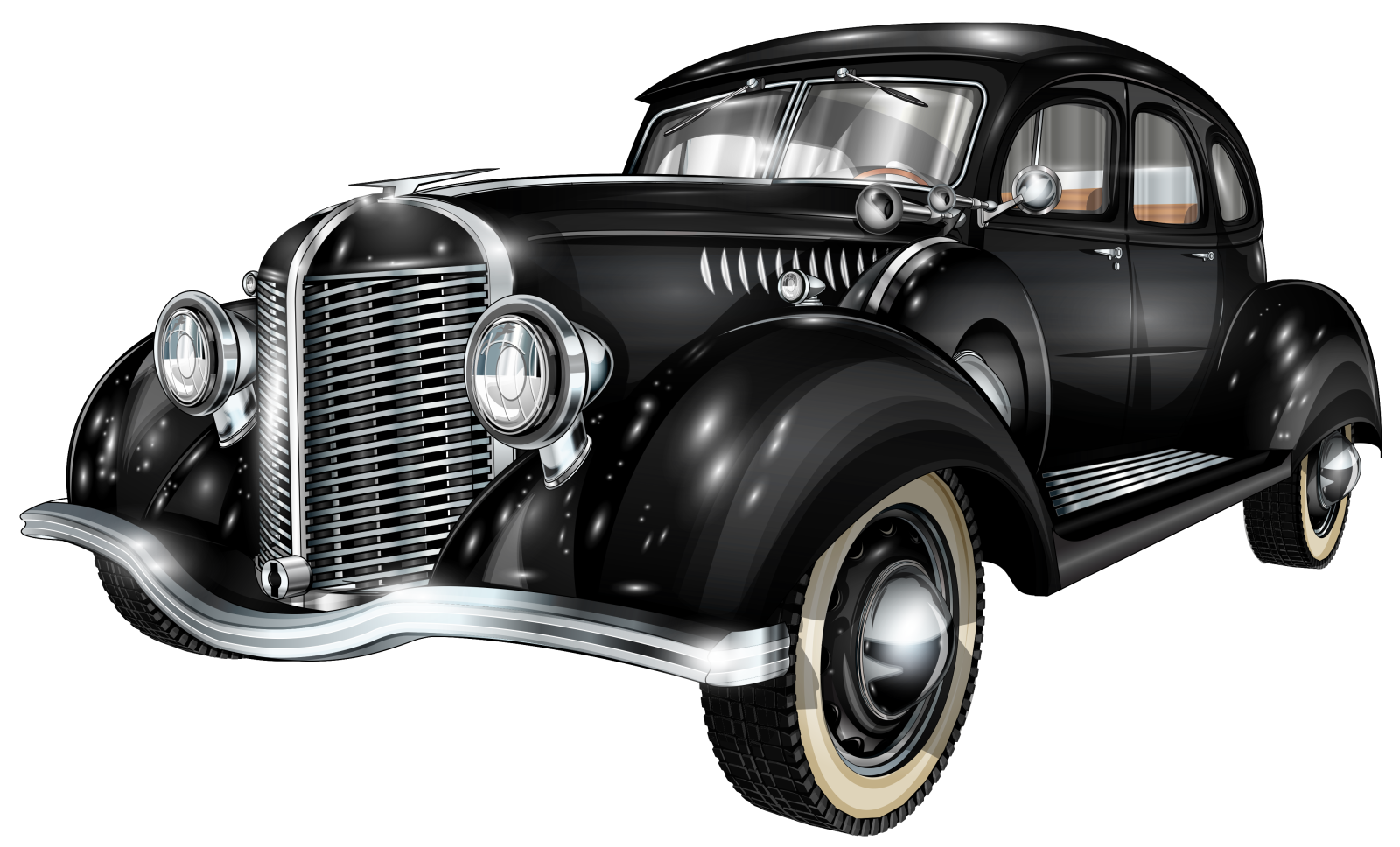 an old black car on a white background