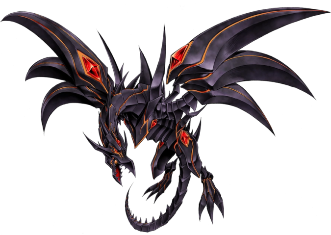 an image of a black dragon with red eyes