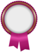 a pink rosette with a gold border